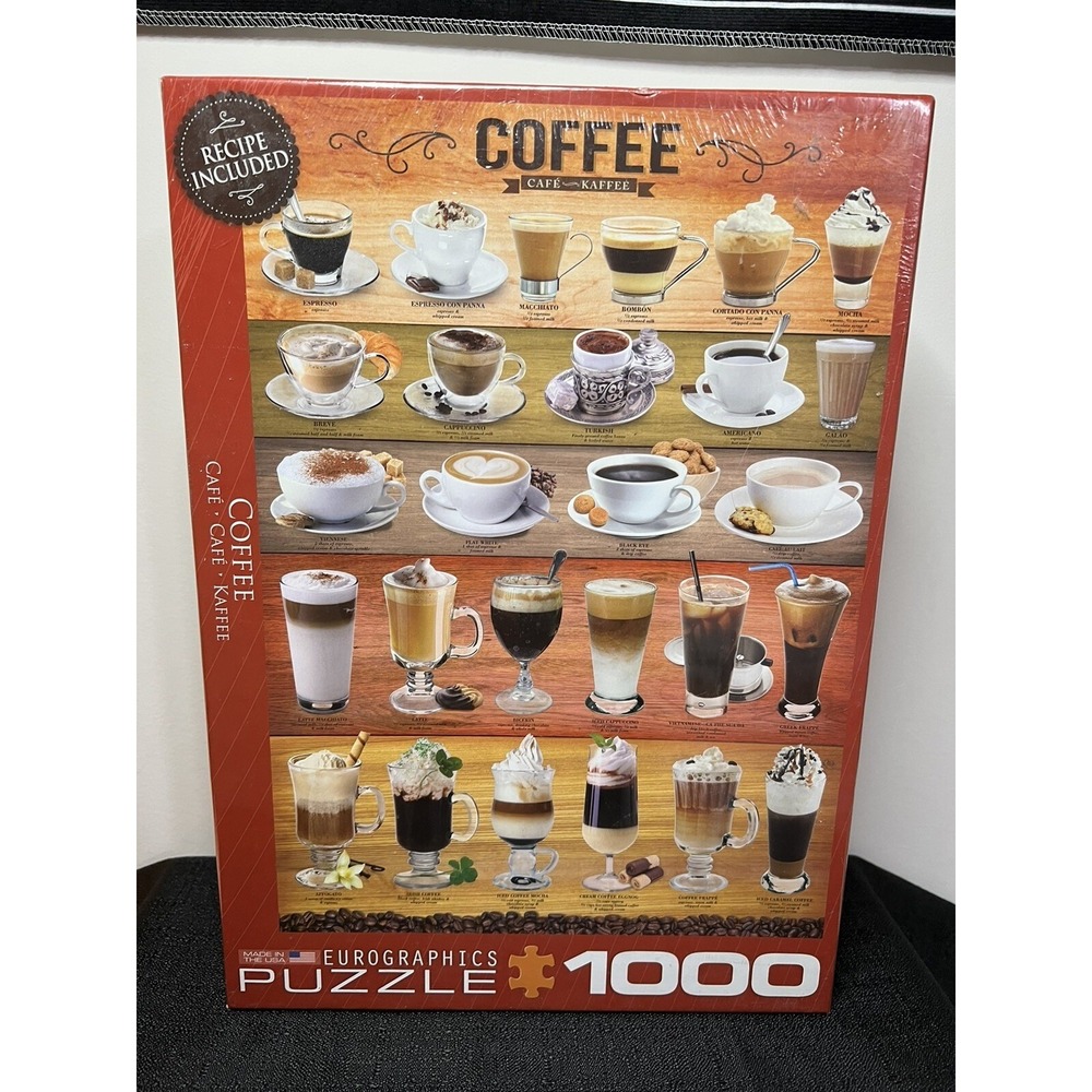 Eurographics Coffee Puzzle Cafe 1000 Piece Recipe Included Espresso Jigsaw‎ Gift